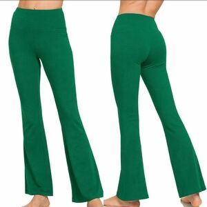 Zenana High Waisted Flare Yoga Pants In Green Sz Small NWOT